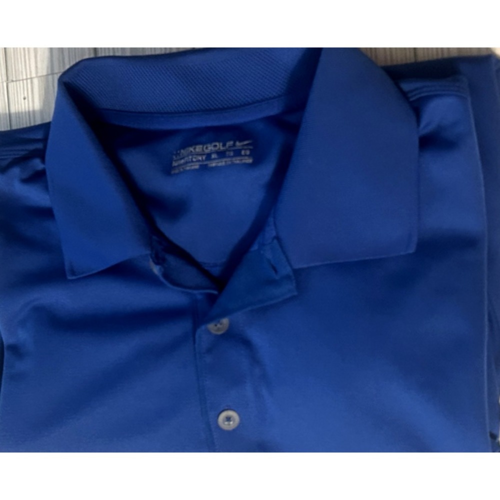 Nike Golf Shirt Mens XL Blue Dri-Fit Outdoors Casual Golf‎ Swoosh Logo Outdoors